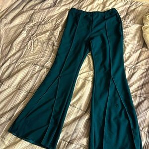 Olive green flare legged suit pants